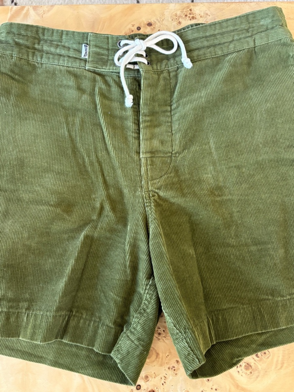 Birdwell Beach Britches green corduroy shorts